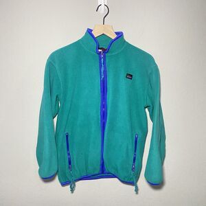 Vintage REI Teal and Purple Youth Large Full Zip Fleece Jacket USA Polartec